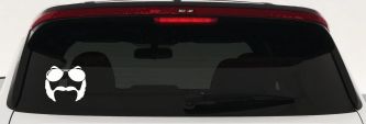 Sunglasses Mustache Mutton Chops Funny Car or Truck Window Decal Sticker (White)