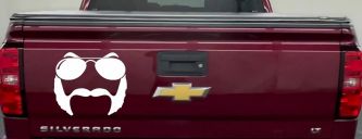 Sunglasses Mustache Mutton Chops Funny Car or Truck Window Decal Sticker (White)