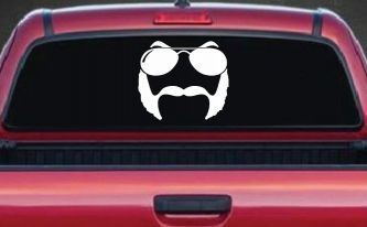 Sunglasses Mustache Mutton Chops Funny Car or Truck Window Decal Sticker