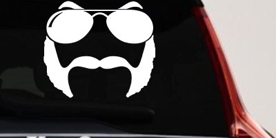 Sunglasses Mustache Mutton Chops Funny Car or Truck Window Vinyl Decal Sticker