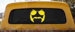 Sunglasses Mustache Mutton Chops Funny Car or Truck Window Decal Sticker (Yellow)
