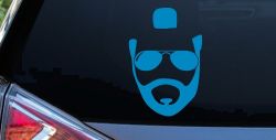 Mr Sunglasses T Mohawk Beard Funny Car or Truck Window Vinyl Decal Sticker (Blue)