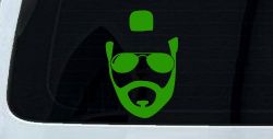 Mr Sunglasses T Mohawk Beard Funny Car or Truck Window Vinyl Decal Sticker (Lime)