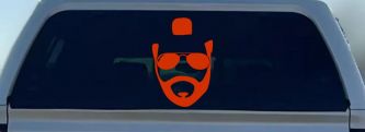 Mr Sunglasses T Mohawk Beard Funny Car or Truck Window Decal Sticker (Orange Red)