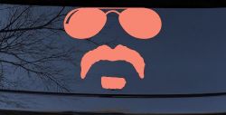 Sunglasses Soul Patch Mustache Funny Car or Truck Window Vinyl Decal Sticker (Coral)