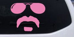 Sunglasses Soul Patch Mustache Funny Car or Truck Window Decal Sticker (Pink)
