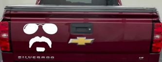 Sunglasses Soul Patch Mustache Funny Car or Truck Window Decal Sticker (White)