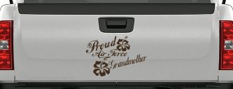 Proud Air Force Grandmother Hibiscus Flowers Military Car or Truck Window Vinyl Decal Sticker (Brown)