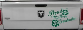 Proud Air Force Grandmother Hibiscus Flowers Military Car or Truck Window Vinyl Decal Sticker (Dark Green)