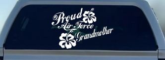 Proud Air Force Grandmother Hibiscus Flowers Military Car or Truck Window Decal Sticker