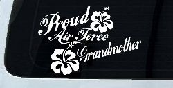Proud Air Force Grandmother Hibiscus Flowers Military Car or Truck Window Decal Sticker