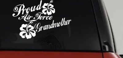 Proud Air Force Grandmother Hibiscus Flowers Military Car or Truck Window Vinyl Decal Sticker