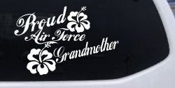 Proud Air Force Grandmother Hibiscus Flowers Military Car or Truck Window Decal Sticker