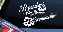 Proud Air Force Grandmother Hibiscus Flowers Military Car or Truck Window Decal Sticker