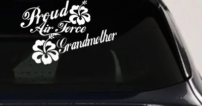 Proud Air Force Grandmother Hibiscus Flowers Military Car or Truck Window Vinyl Decal Sticker
