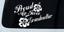 Proud Air Force Grandmother Hibiscus Flowers Military Car or Truck Window Decal Sticker