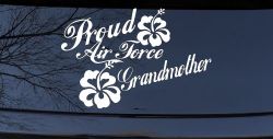 Proud Air Force Grandmother Hibiscus Flowers Military Car or Truck Window Decal Sticker