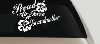 Proud Air Force Grandmother Hibiscus Flowers Military Car or Truck Window Vinyl Decal Sticker