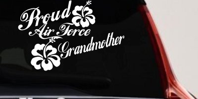 Proud Air Force Grandmother Hibiscus Flowers Military Car or Truck Window Vinyl Decal Sticker