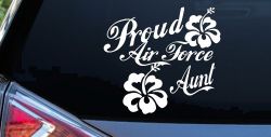 Proud Air Force Aunt Hibiscus Flowers Military Car or Truck Window Decal Sticker