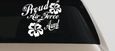 Proud Air Force Aunt Hibiscus Flowers Military Car or Truck Window Vinyl Decal Sticker