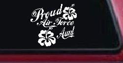 Proud Air Force Aunt Hibiscus Flowers Military Car or Truck Window Decal Sticker