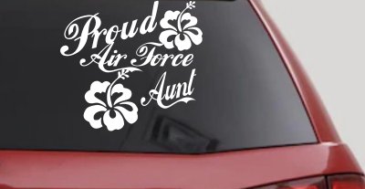 Proud Air Force Aunt Hibiscus Flowers Military Car or Truck Window Vinyl Decal Sticker