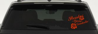 Proud Marine Grandmother Hibiscus Flowers Military Car or Truck Window Decal Sticker (Orange Red)