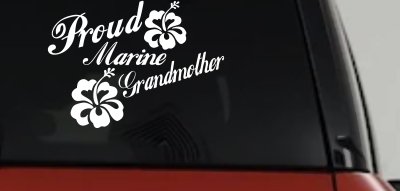 Proud Marine Grandmother Hibiscus Flowers Military Car or Truck Window Vinyl Decal Sticker