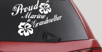 Proud Marine Grandmother Hibiscus Flowers Military Car or Truck Window Vinyl Decal Sticker