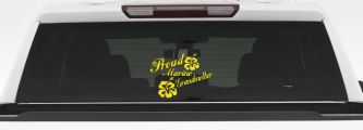 Proud Marine Grandmother Hibiscus Flowers Military Car or Truck Window Vinyl Decal Sticker (Yellow)