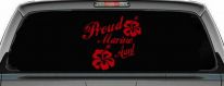 Proud Marine Aunt Hibiscus Flowers Military Car or Truck Window Decal Sticker (Red)