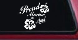 Proud Marine Aunt Hibiscus Flowers Military Car or Truck Window Decal Sticker