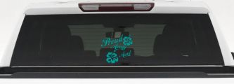 Proud Army Aunt Hibiscus Flowers Military Car or Truck Window Decal Sticker (Turquoise)