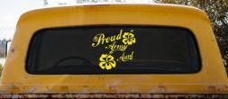 Proud Army Aunt Hibiscus Flowers Military Car or Truck Window Decal Sticker (Yellow)