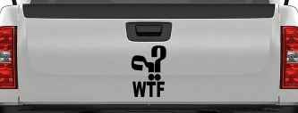 Funny WTF Funny Car or Truck Window Decal Sticker (Black)