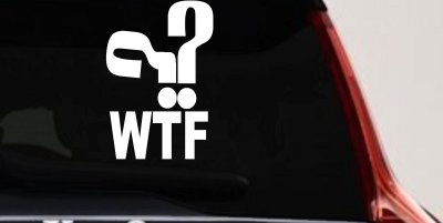 Funny WTF Funny Car or Truck Window Vinyl Decal Sticker
