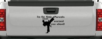 Im The Ninja Your Parents Warned You About Funny Car or Truck Window Decal Sticker (Black)
