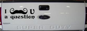 I Mustache U A Question Funny Car or Truck Window Decal Sticker (Black)