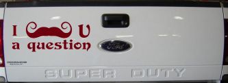I Mustache U A Question Funny Car or Truck Window Decal Sticker (Burgundy)