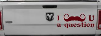 I Mustache U A Question Funny Car or Truck Window Decal Sticker (Purple Red)
