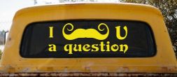 I Mustache U A Question Funny Car or Truck Window Decal Sticker (Yellow)