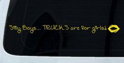 Trucks Are For Girls Car or Truck Window Decal Sticker (Yellow)