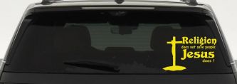 Religion Does Not Save People Jesus Does Christian Car or Truck Window Decal Sticker (Yellow)