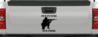 Our Future Our Pride Military Car or Truck Window Decal Sticker (Black)