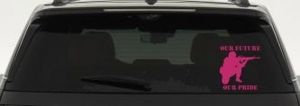 Our Future Our Pride Military Car or Truck Window Decal Sticker (Hot Pink)