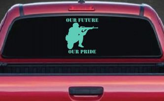 Our Future Our Pride Military Car or Truck Window Decal Sticker (Mint)