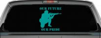 Our Future Our Pride Military Car or Truck Window Vinyl Decal Sticker (Turquoise)