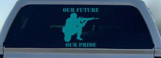 Our Future Our Pride Military Car or Truck Window Decal Sticker (Turquoise Blue)