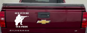Our Future Our Pride Military Car or Truck Window Decal Sticker (White)
